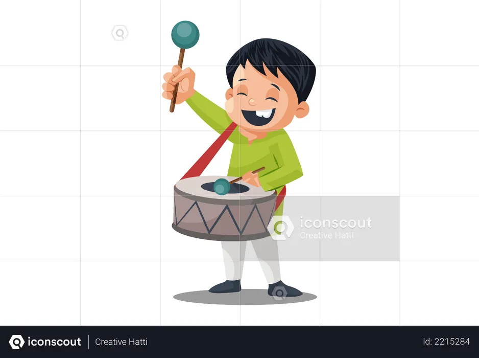 Indian Drummer boy drumming on Independence Day  Illustration