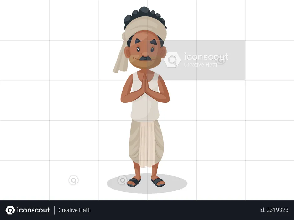 Indian farmer doing welcoming gesture  Illustration