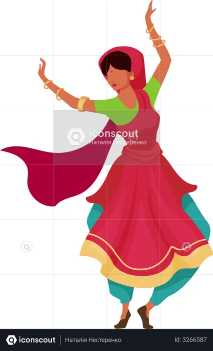 Best Premium Indian female dancer Illustration download in PNG & Vector  format