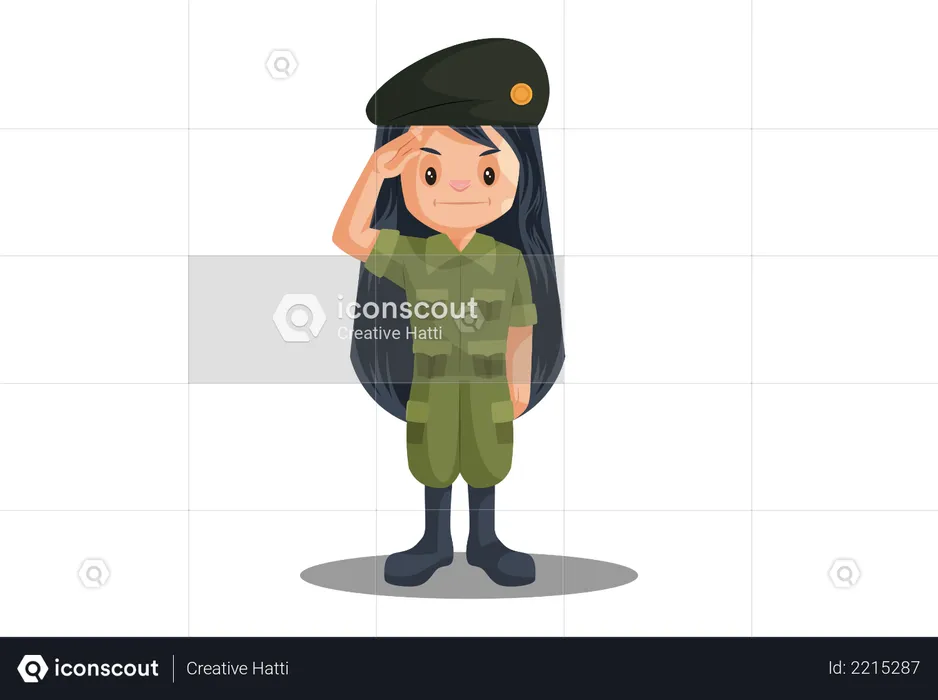 Indian Female Soldier Saluting on Independence Day  Illustration