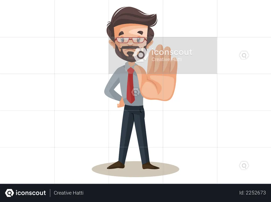Indian financial advisor with a stop hand sign  Illustration