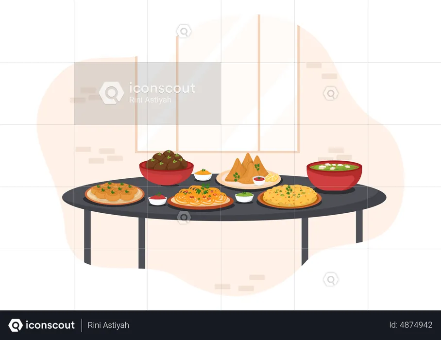 Indian Food Dishes  Illustration