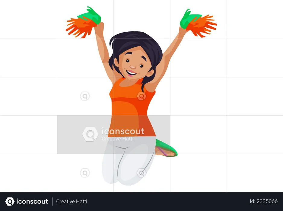 Indian girl happy and jumping  Illustration