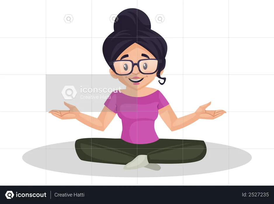 Indian girl sitting on floor  Illustration