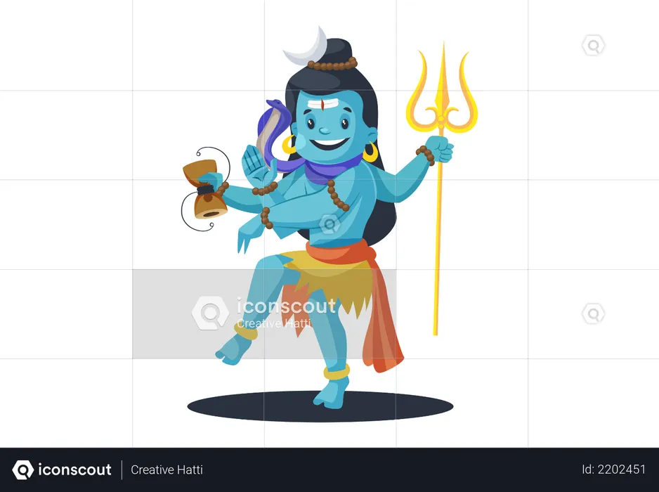 Indian God Shiva dancing in Nataraja pose  Illustration