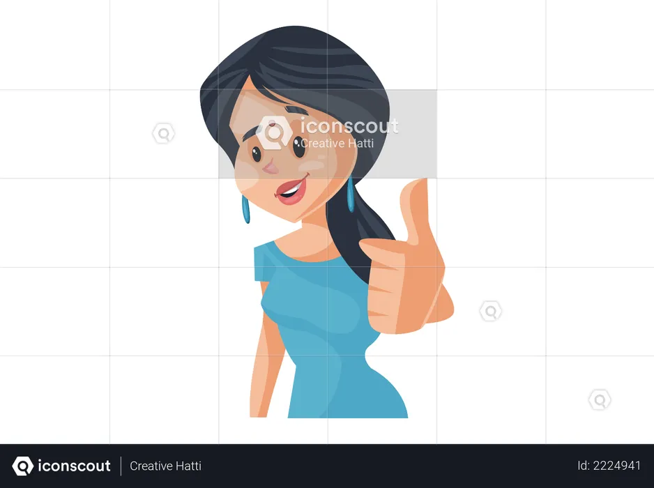 Indian House Wife with thumbs up hand gesture  Illustration