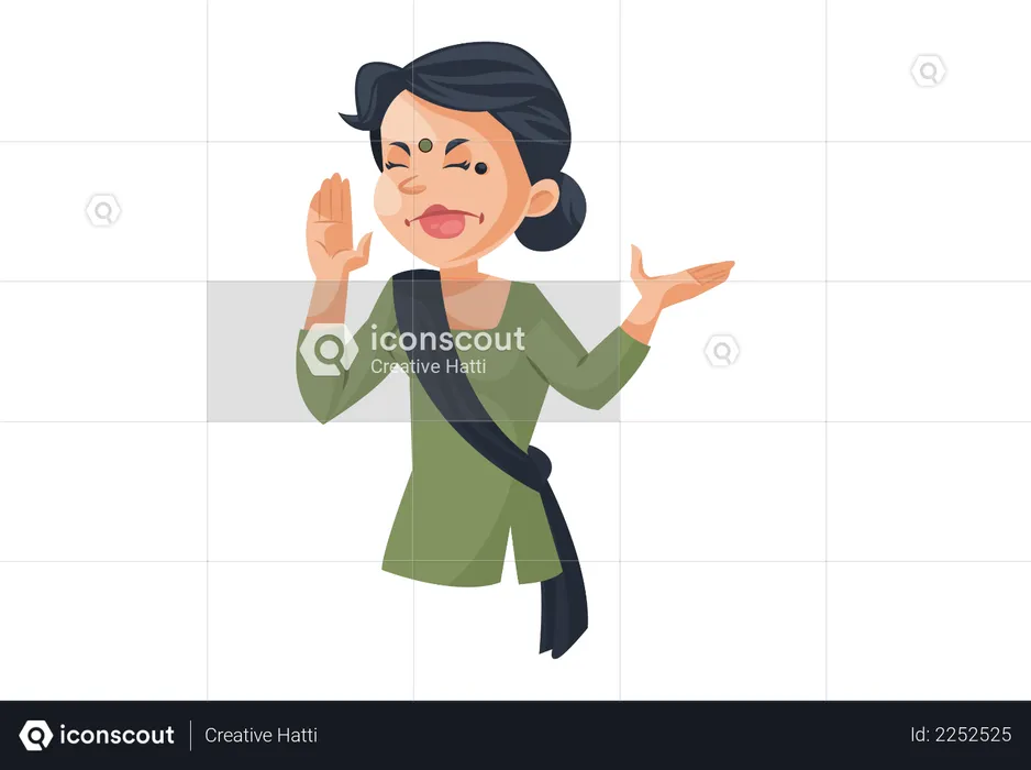 Indian housemaid singing song  Illustration
