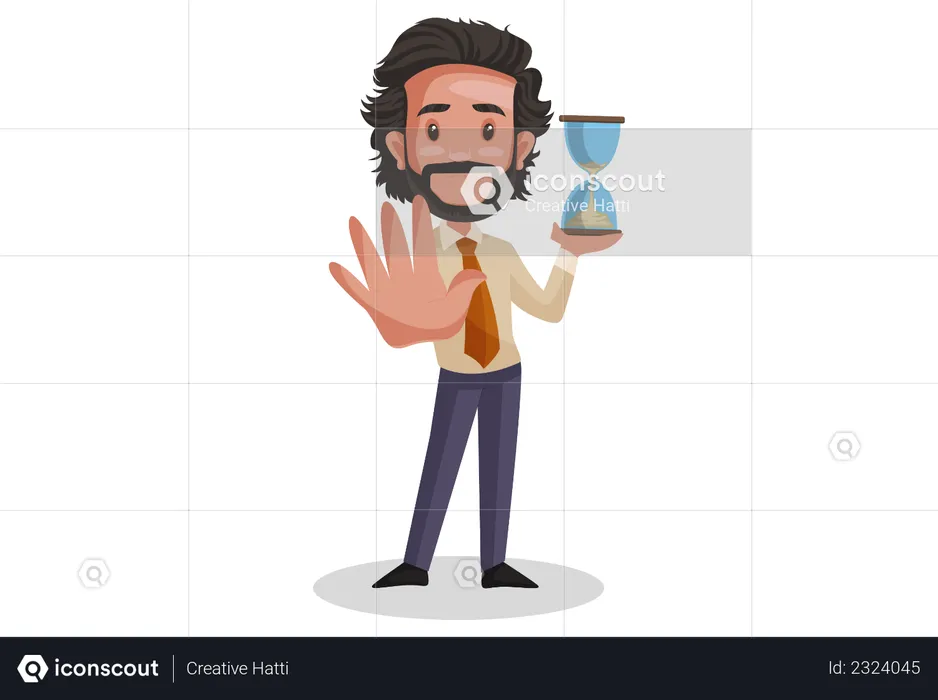 Indian Investment Advisor holding hourglass  Illustration