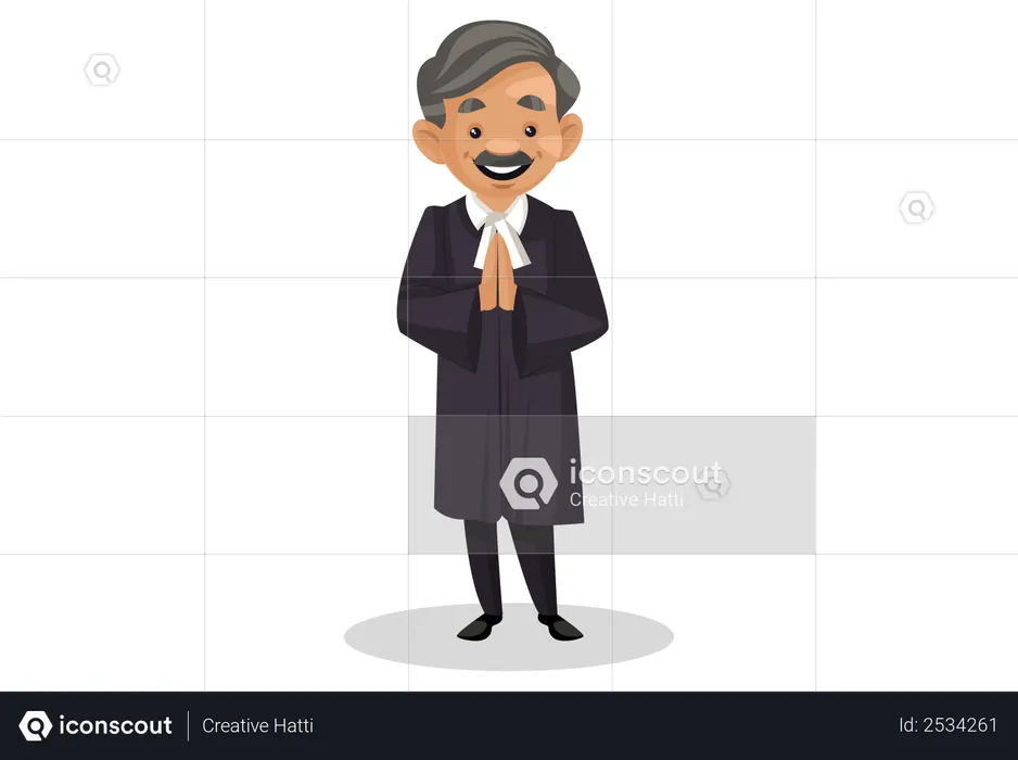 Indian Judge standing in welcome pose  Illustration
