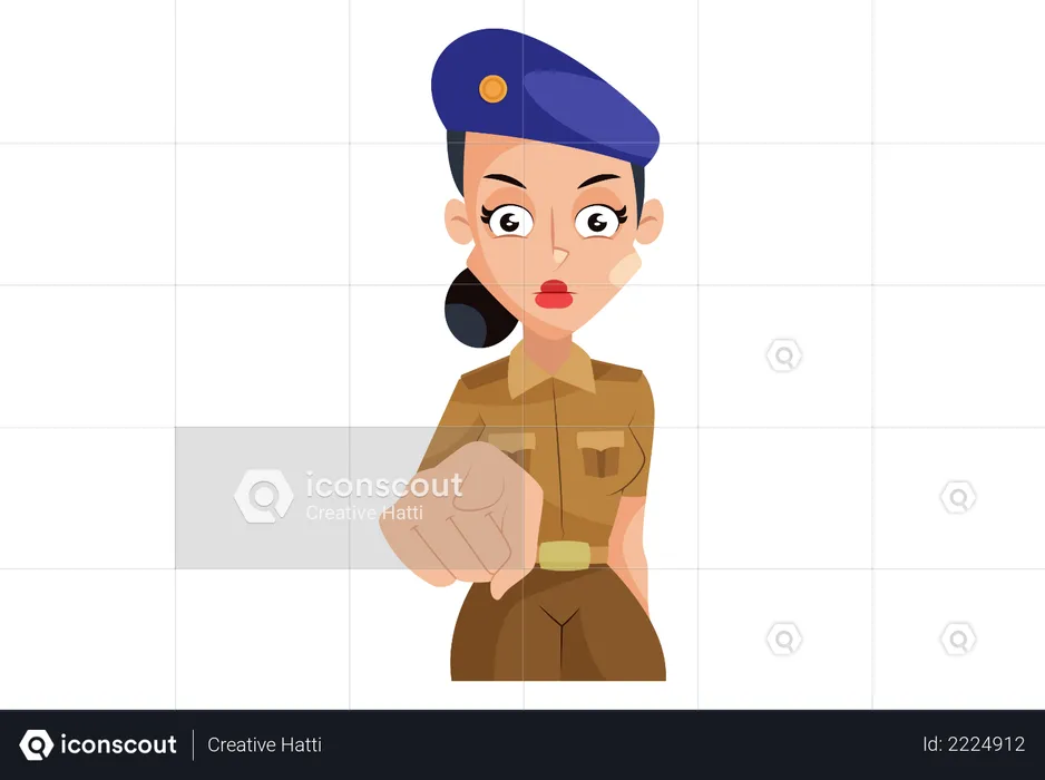 Indian Lady Police pointing finger  Illustration