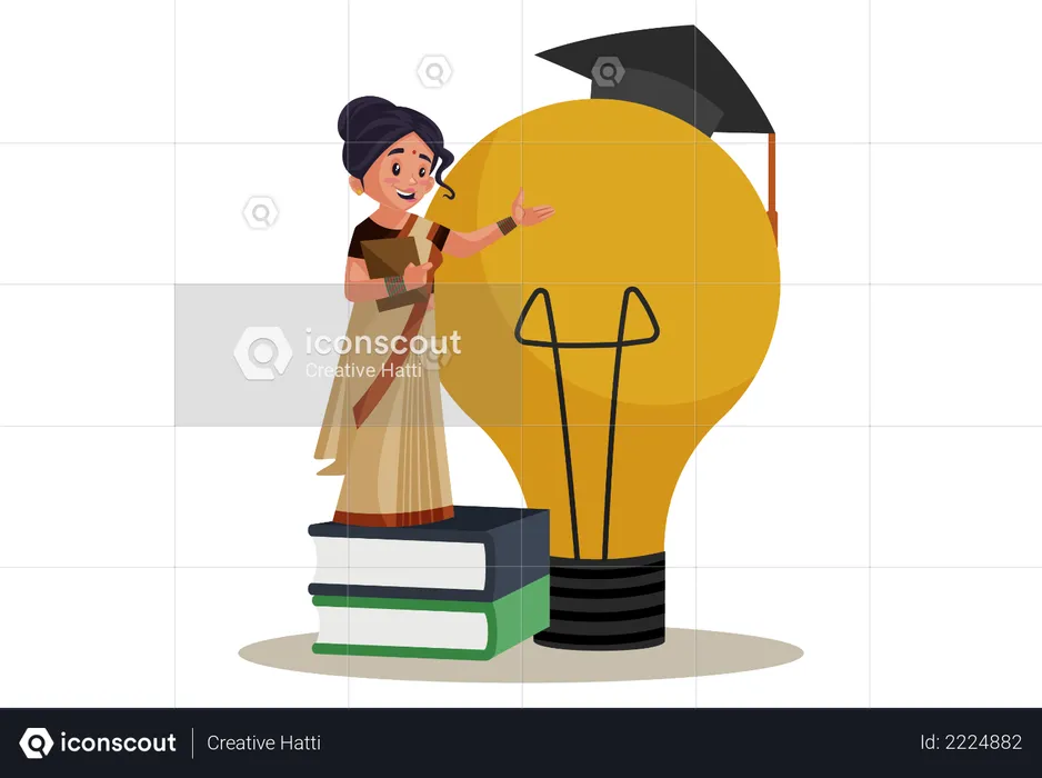 Indian Lady teacher Giving Creative Education  Illustration