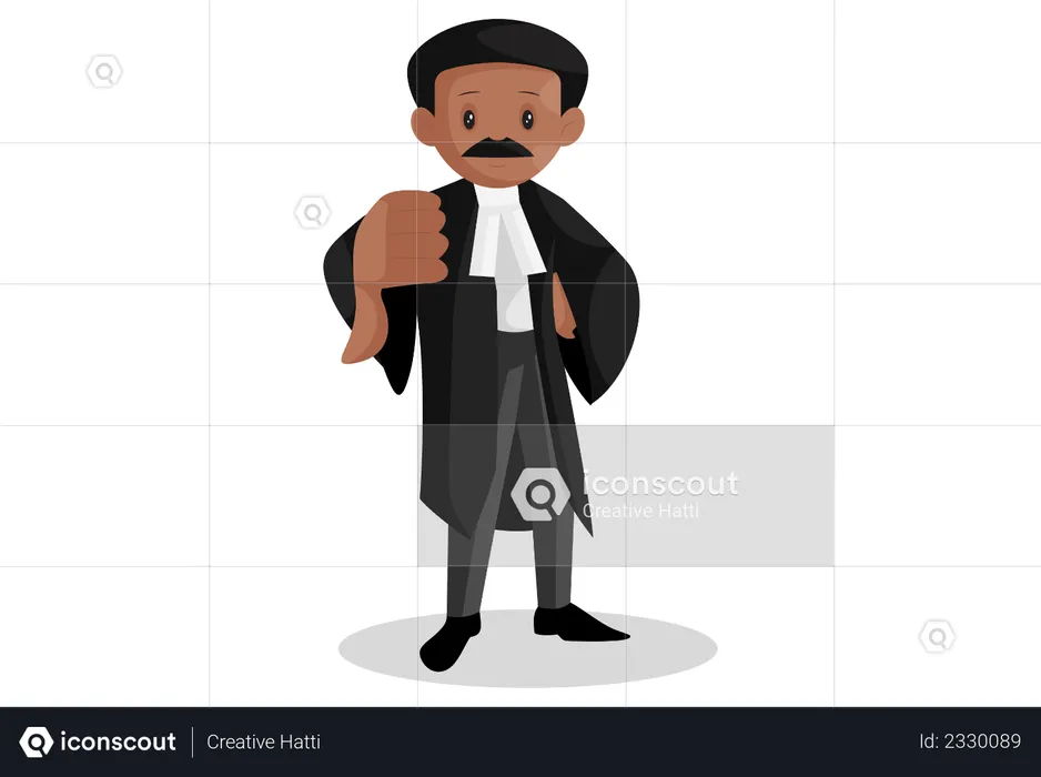 Indian lawyer with thumbs down sign  Illustration