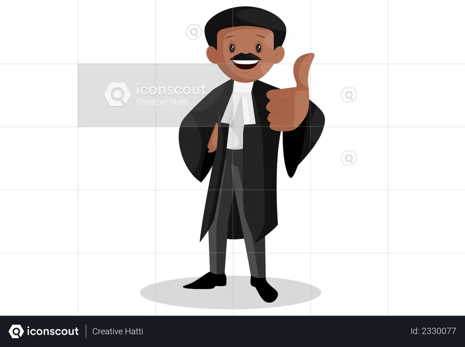 Indian lawyer with thumbs up sign  Illustration