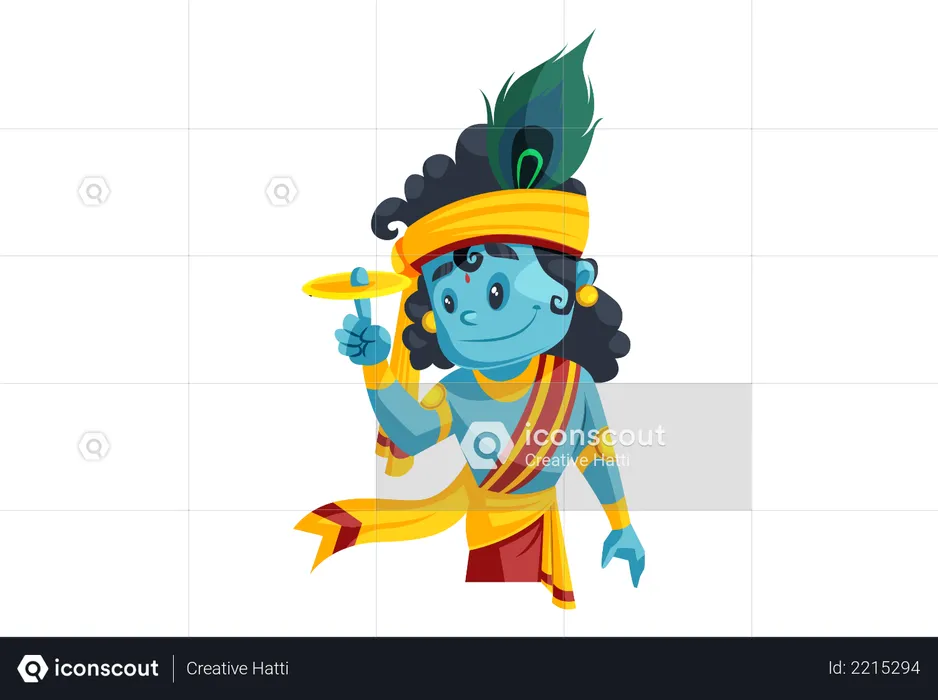 Indian Lord Krishna with Sudarshana Chakra  Illustration