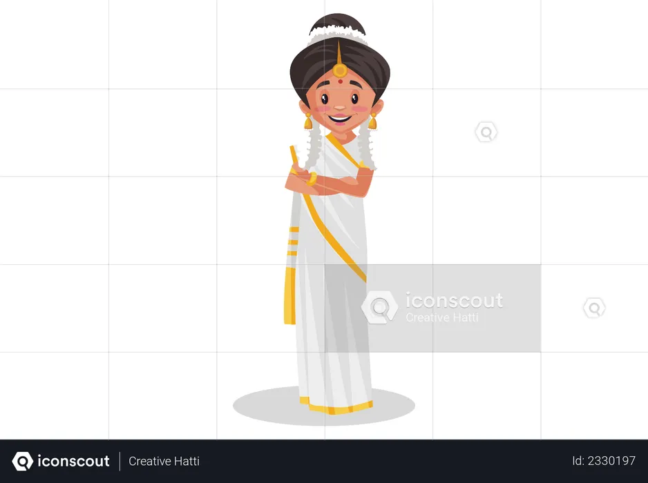 Indian Malayali woman is smiling  Illustration