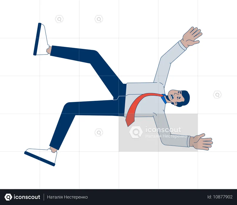 Indian male employee slip and fall at office  Illustration