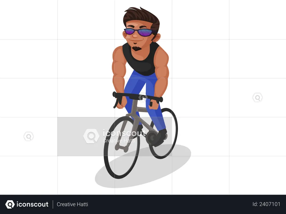 Indian man cycling  Illustration