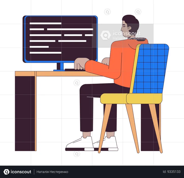 Indian man developing computer software  Illustration