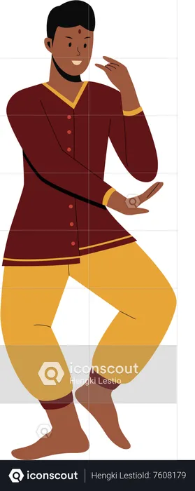 Indian man performing traditional dance  Illustration