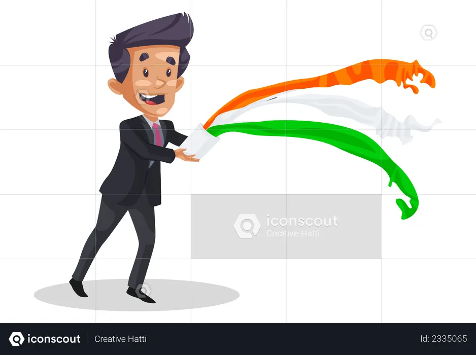 Indian man throwing paint with bucket  Illustration