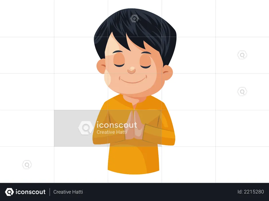 Indian Man Welcoming with Namaste Hand gesture  Illustration