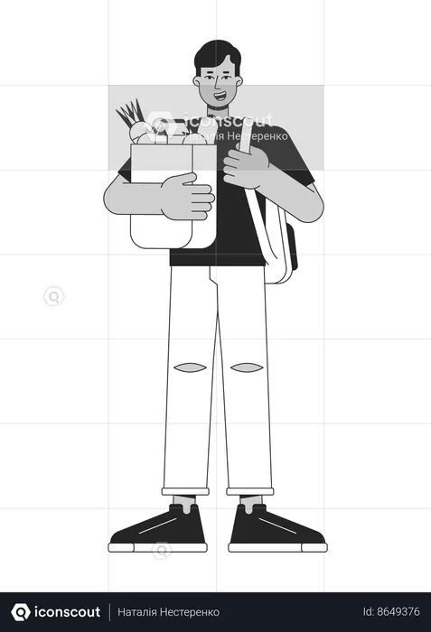 Indian man with purchases  Illustration
