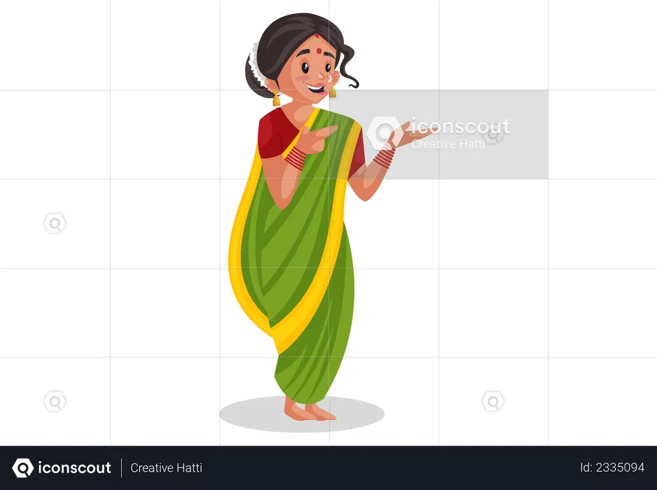 Indian Marathi woman doing hands expression  Illustration