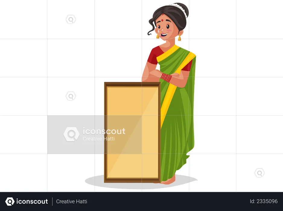 Indian Marathi woman holding an empty advertising board  Illustration