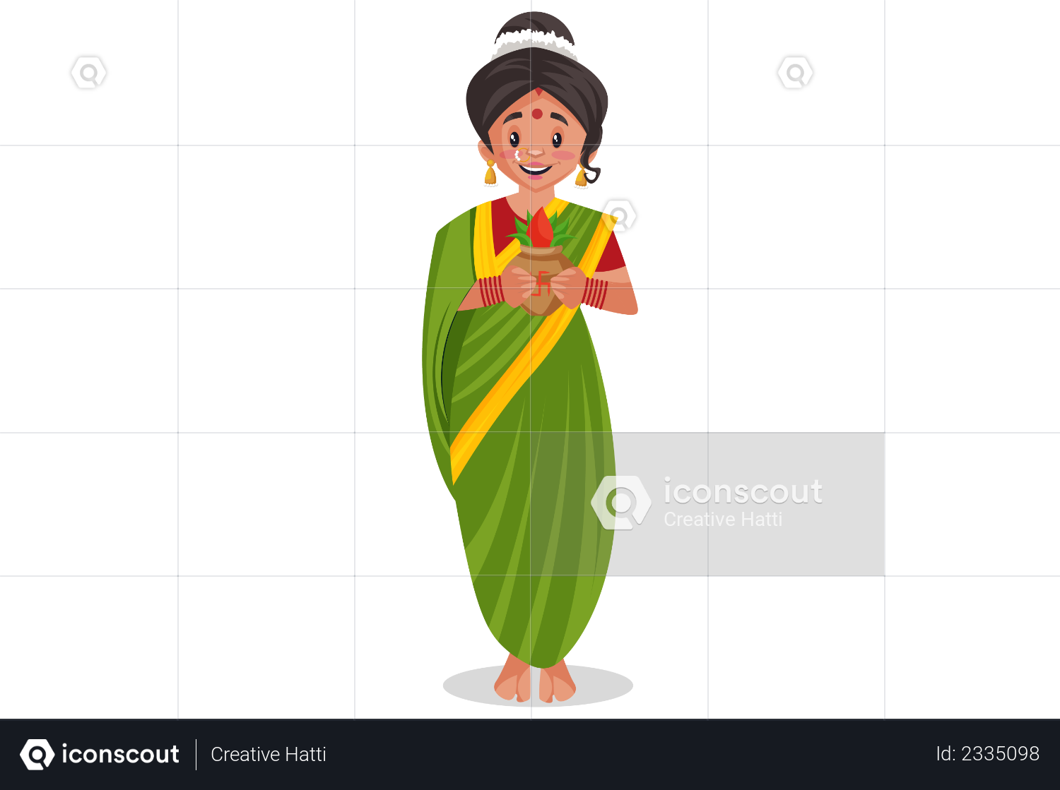 Premium Indian Marathi woman is holding worship vase in hands ...