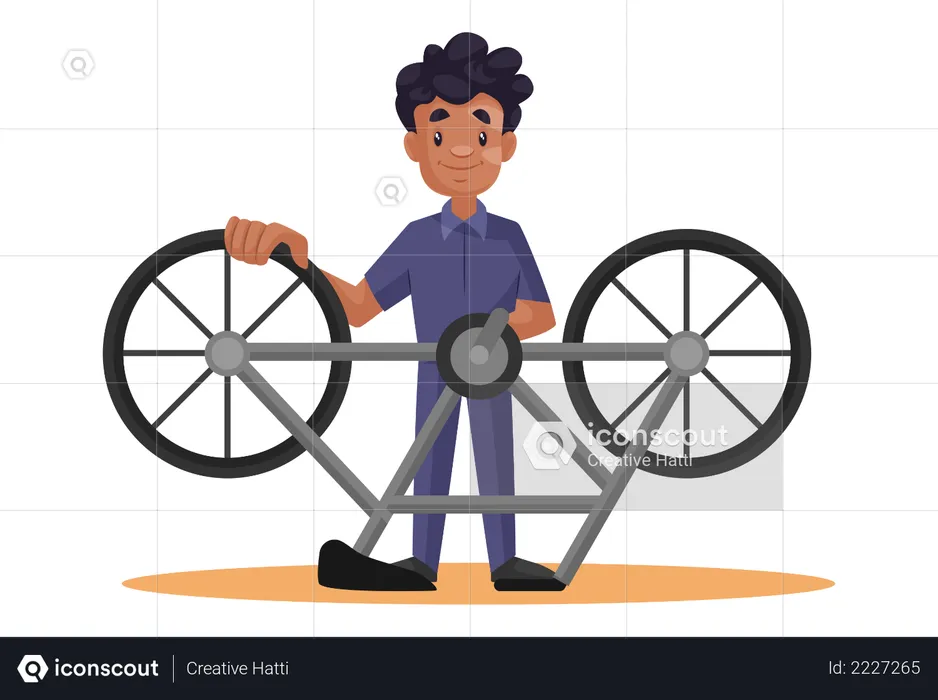 Indian Mechanic fixing cycle issue  Illustration