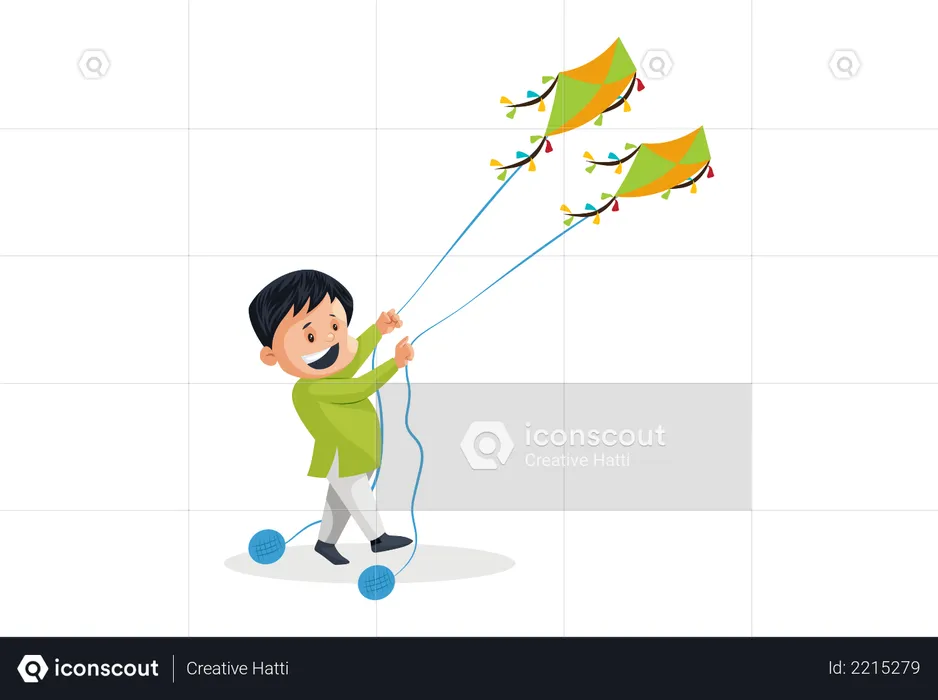 Indian men Flying kites on Independence Day  Illustration