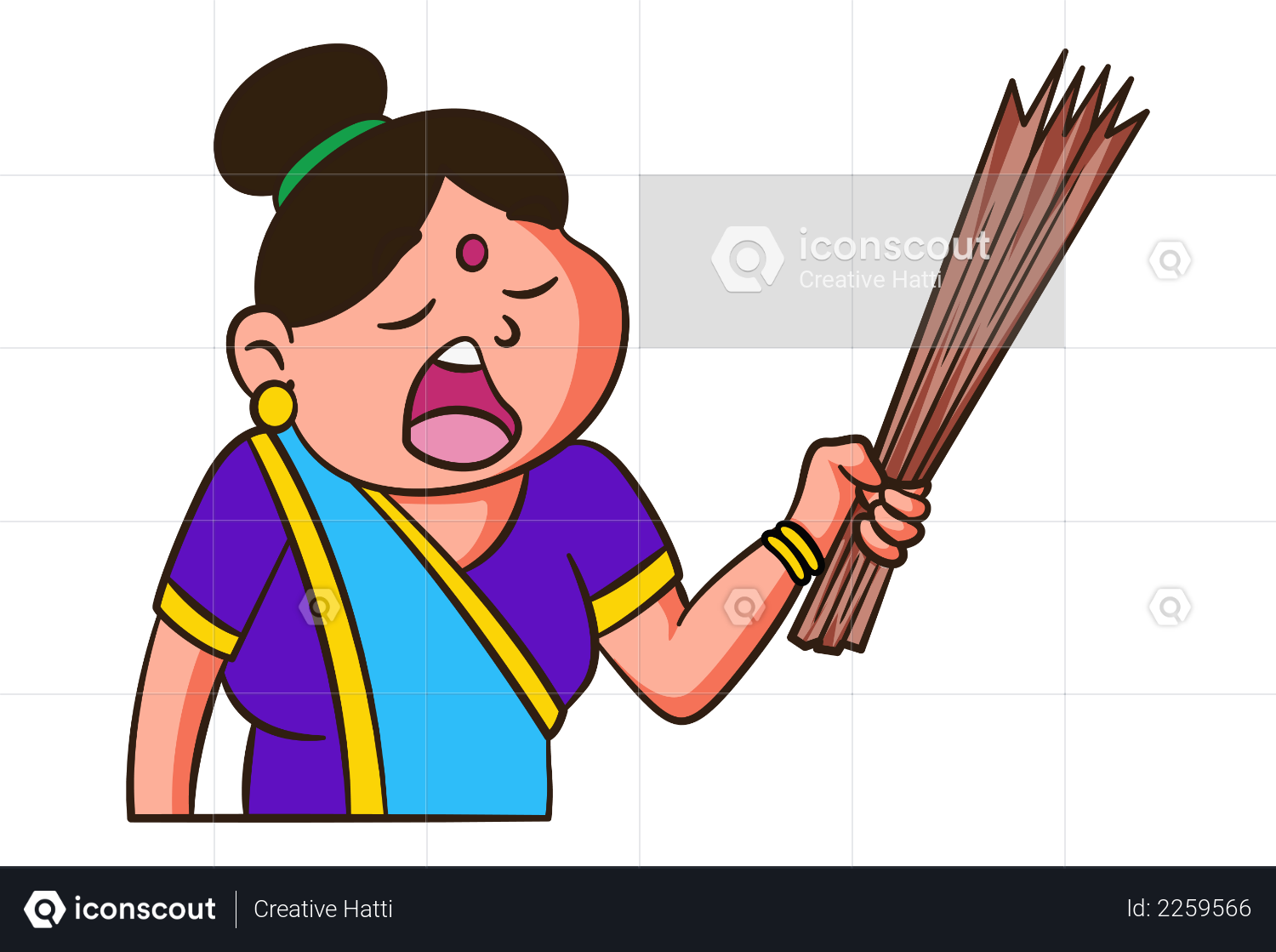 Best Premium Indian mother holding broom in hand Illustration download