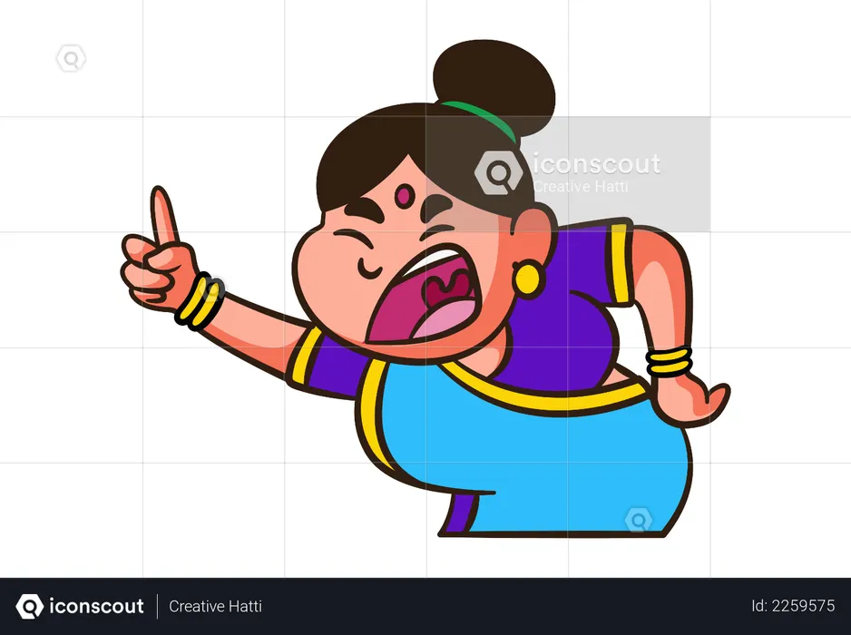 Indian mother is shouting  Illustration