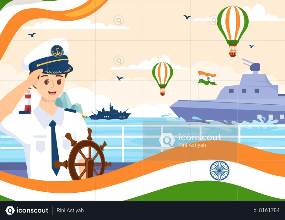Indian Navy Day Flag Illustration