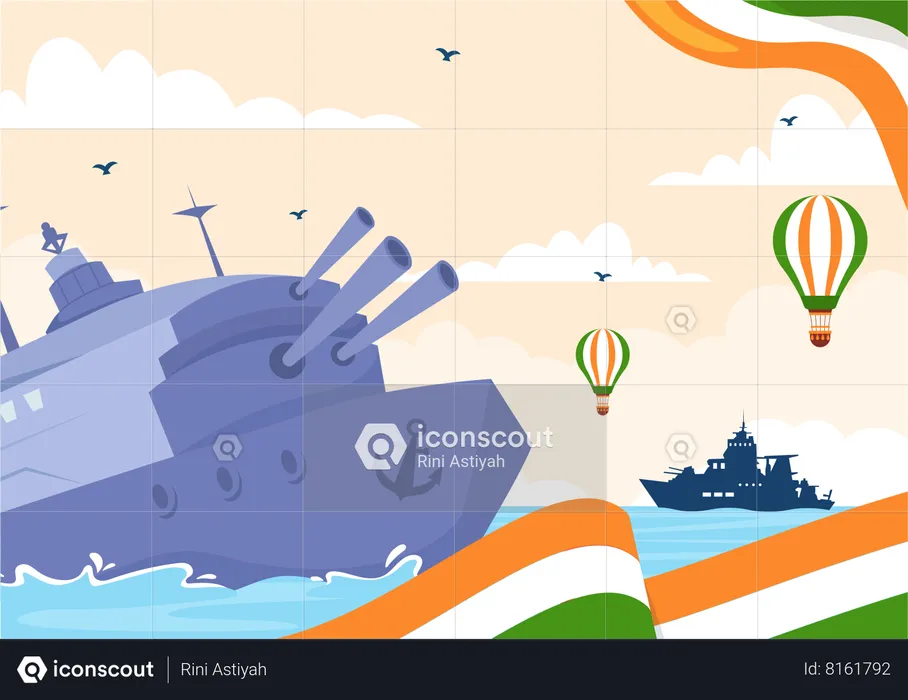Indian Navy Day Flag Illustration