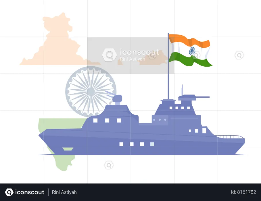 Indian Navy Day Greeting Flag Illustration