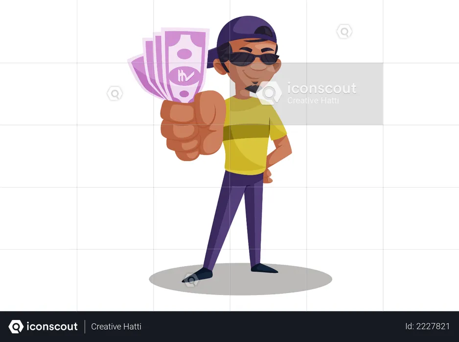 Indian Photographer holding Indian currency notes  Illustration