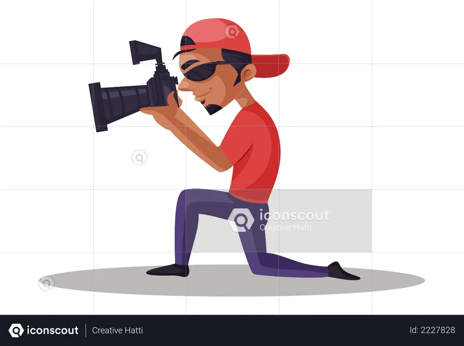 Indian Photographer shooting in camera  Illustration