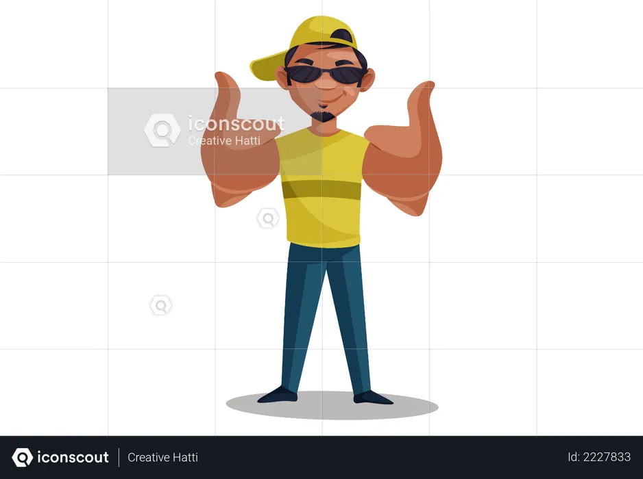 Indian Photographer with thumbs up hand gesture  Illustration