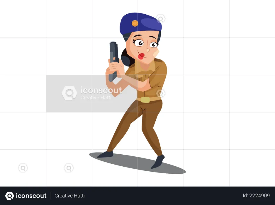 Indian Police with service gun  Illustration