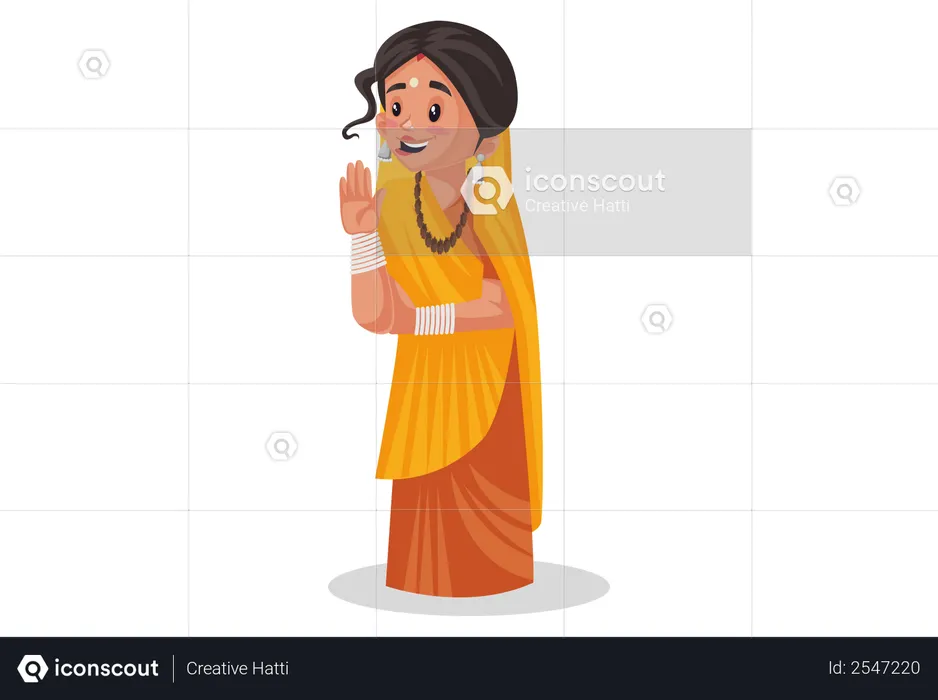 Indian priestess giving blessings with showing hand  Illustration