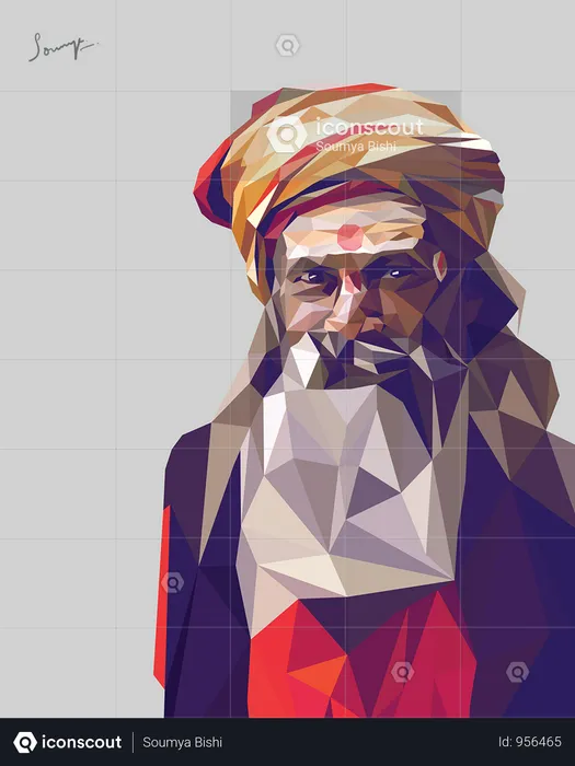 Indian Sadhu Lowpoly Art  Illustration