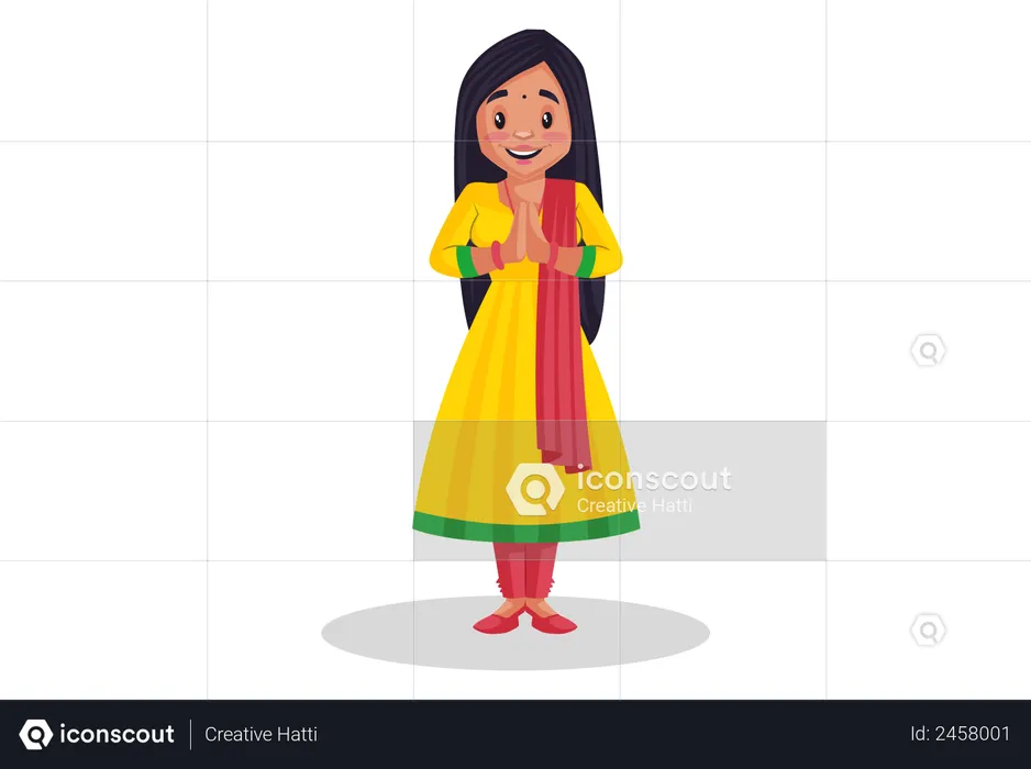 Indian singer standing in welcome pose  Illustration