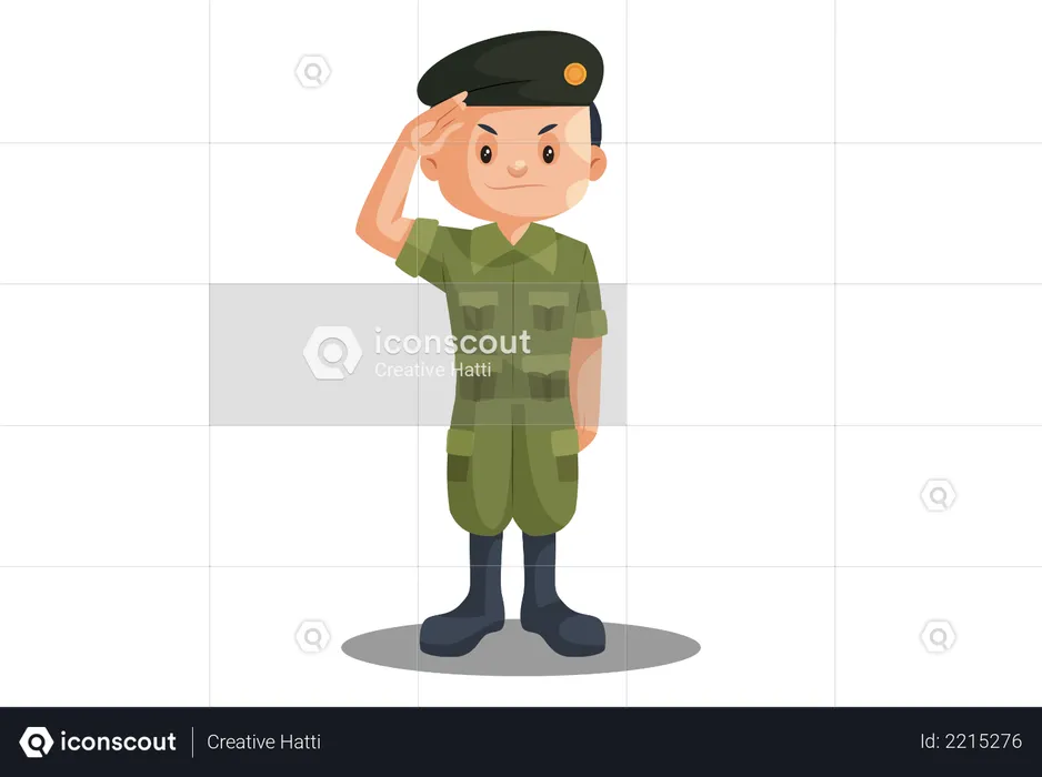 Indian Soldier Saluting on Independence Day  Illustration