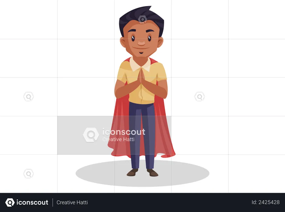 Indian super dad standing in welcome pose  Illustration