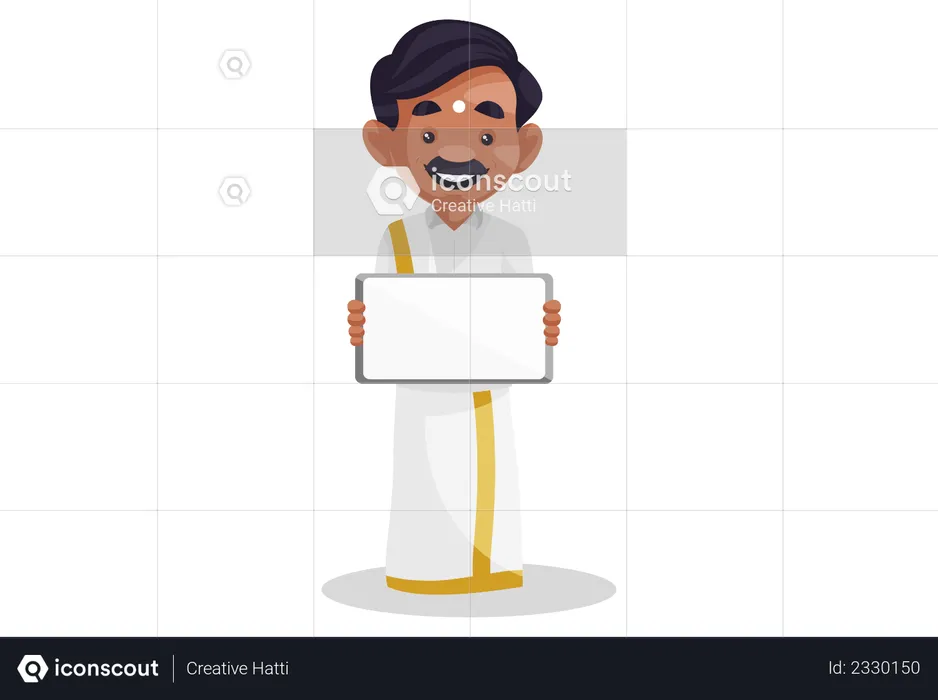 Indian tamil man holding blank board  Illustration