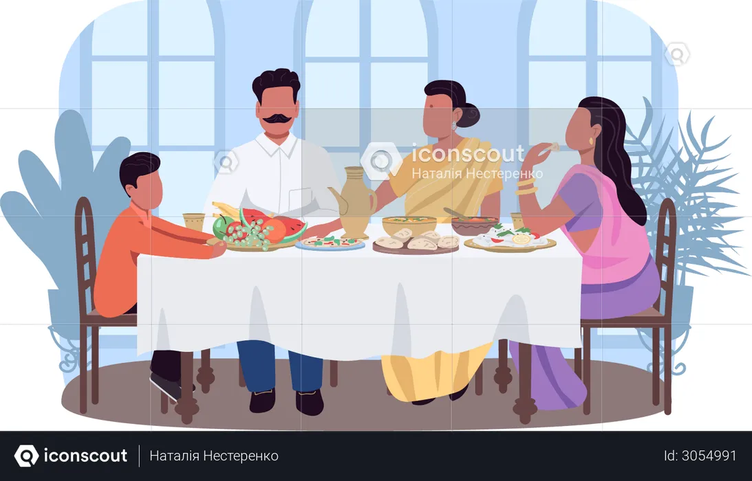 Indian traditional dinner  Illustration
