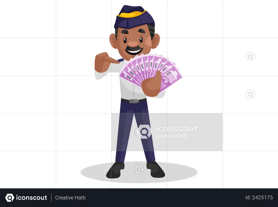 Indian traffic police officer taking bribe  Illustration