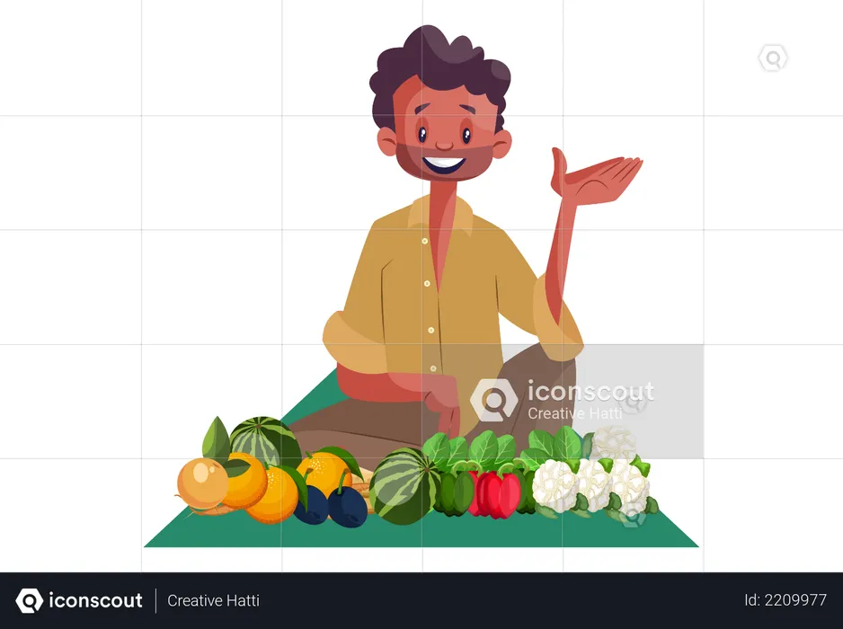 Indian Vegetable seller  Illustration