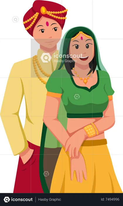 Indian Wedding Couple  Illustration